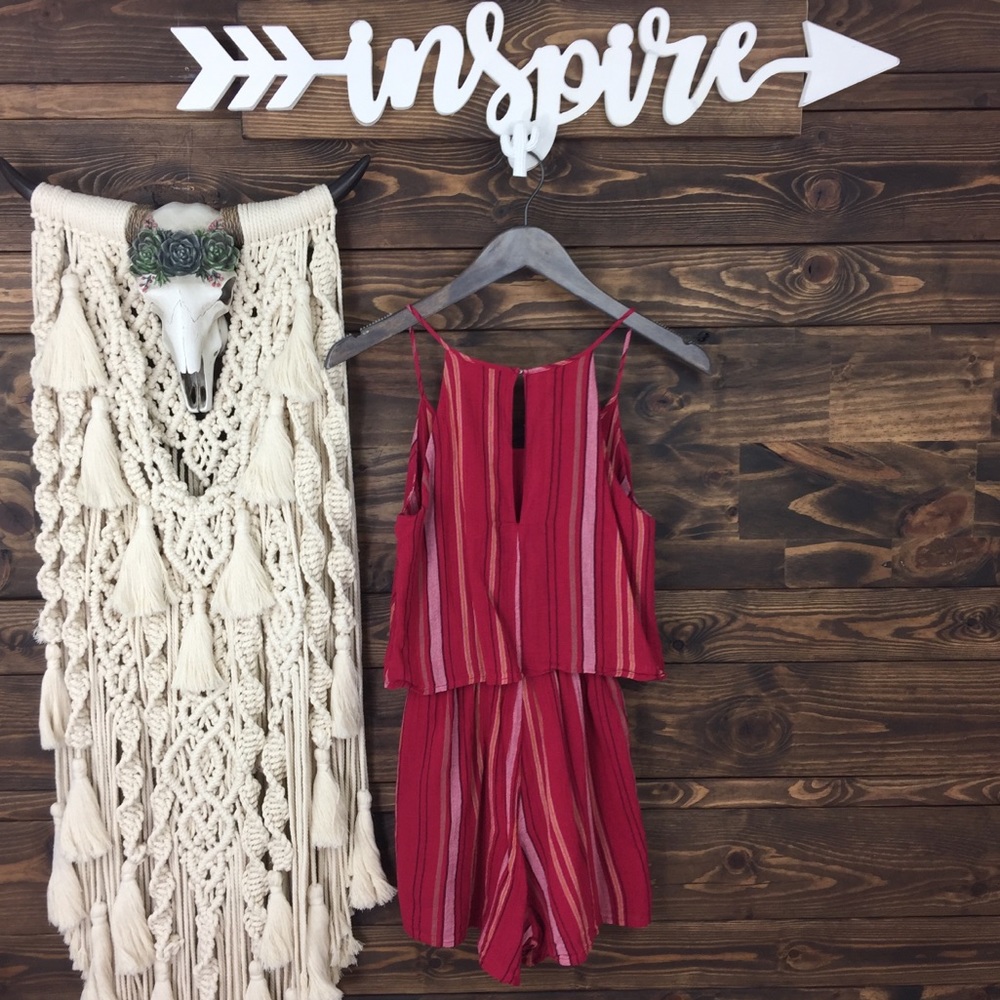 Harper Heritage | Striped Knot Tie Front Romper - Picture 3 of 6